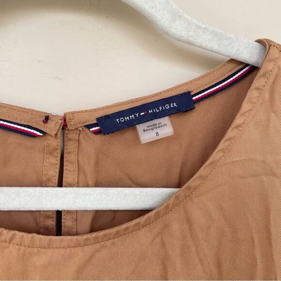 NWT Tommy Hilfiger Sleeveless Tiered Cotton Midi Dress in Tan Size 6 - Picture 4 of 9